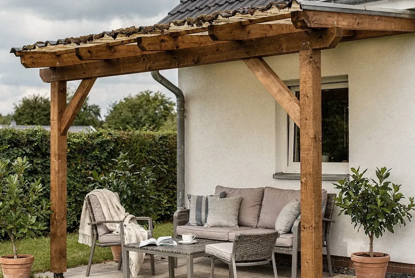 Terrassenüberdachung aus Holz in Flensburg